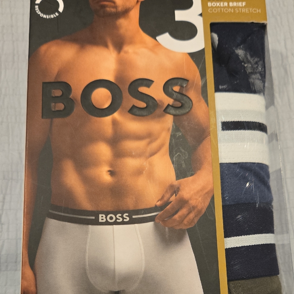 Boss Men's Boxer Briefs - Blue, White, and Grey